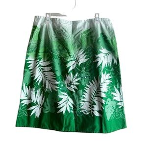 Crazy Horse Vintage Green Leaf Tropical Print Skirt - 16
